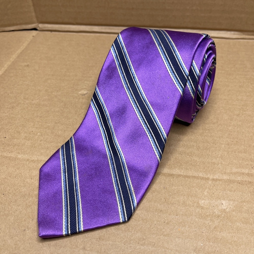 Vintage Brooks Brothers USA Classic Stripe Tie Purple Navy 3" Made in USA